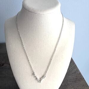 New Rhinestone Silver Tone Delicate Pisces Constellation Zodiac Necklace